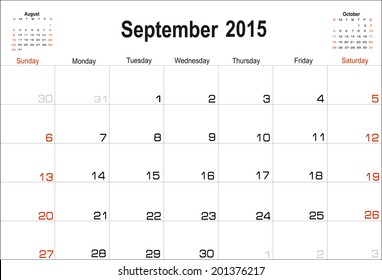 Vector planning calendar September 2015