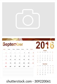 Vector planning calendar September 2016