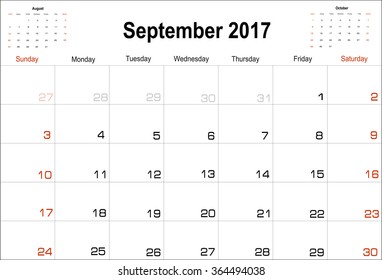 Vector planning calendar September 2017