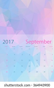 Vector planning calendar September 2017 low polygon