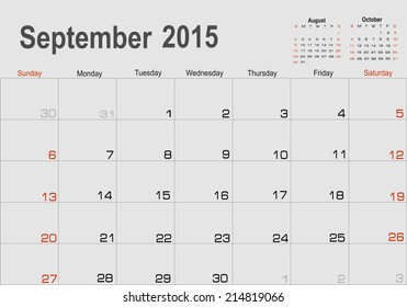 Vector planning calendar Septrmber 2015