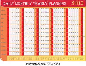 Vector of Planning Chart of All Daily Monthly Yearly 2015.