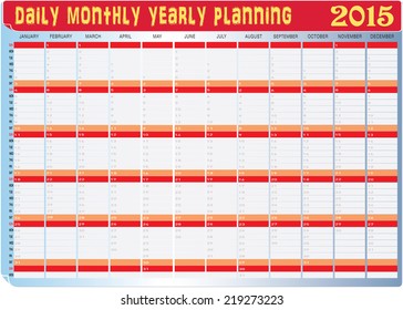 Vector of Planning Chart of All Daily Monthly Year 2015.