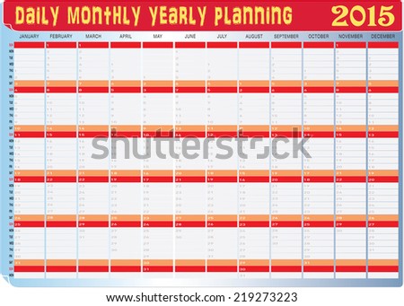 Vector of Planning Chart of All Daily Monthly Year 2015.
