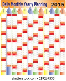 Vector of Planning Chart of Daily Monthly Yearly 2015.