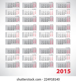 Vector planning quarterly calendar 2015