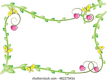 vector plant and butterfly with border background