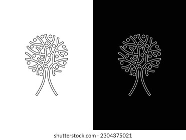 Planta vectorial Plano de línea continua. Ilustración vectorial con árbol.