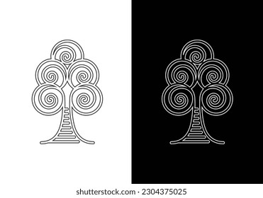 Vector plant Continuous Line Drawing. Vector illustration with  tree.