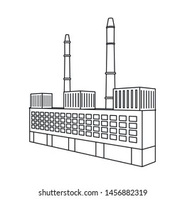 Vector of plant factory icon illustration. Plant with smokestack stock symbol for web.