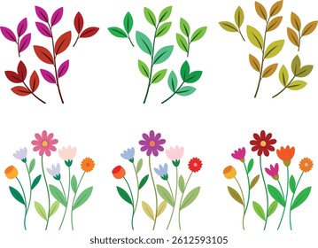 Vector Plant flower and leaf 