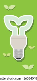 vector plant fluorescent light bulb with white outline and shadow