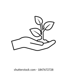 Icono de Planta vectorial en mano, símbolo de plántula en fondo blanco aislado para UI/UX y sitio web.