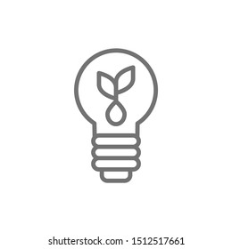 Vector plant with light bulb line icon.
