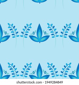 Vector plant pattern made in blue colors. A pattern with a beautiful blue ornament.The idea for printing on notebooks, postcards, invitations, various designs.