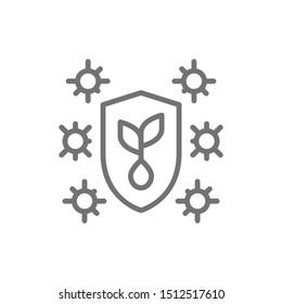 Vector plant protection against pests line icon.