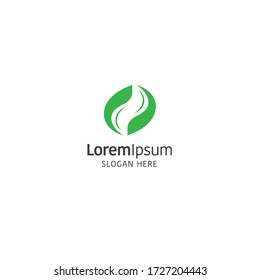 Plantilla de diseño de logotipo redondo de planta de vectores en blanco