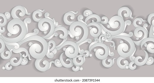 Vector plant seamless pattern. Elegant texture for backgrounds. 3D elements with shadows and highlights. The paper is cut.