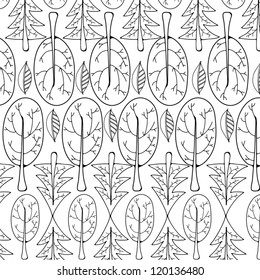 Vector plant seamless pattern. Trees and leaves. Light.