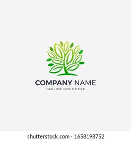 plantilla de diseño del logotipo de hojas de árbol vegetal vectorial