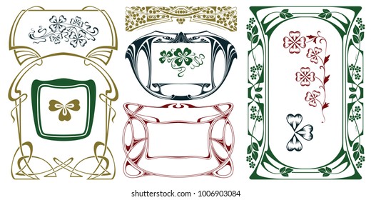 Vector plant vignette and border for labels, banner, sticker and other design. 