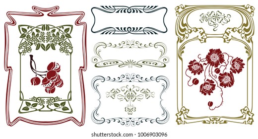 Vector plant vignette and border for labels, banner, sticker and other design. 
