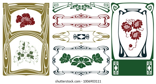Vector plant vignette and border for labels, banner, sticker and other design. 