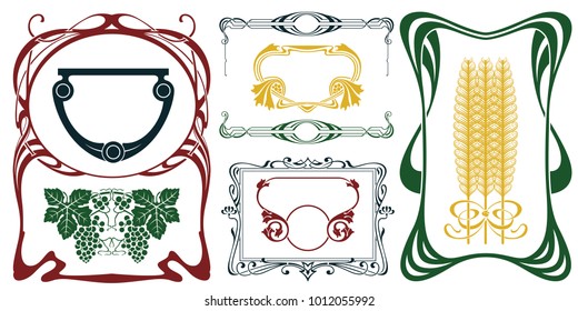Vector plant vignette and border for labels, banner, sticker and other design. 