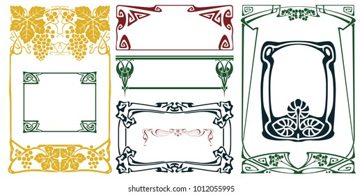 Vector plant vignette and border for labels, banner, sticker and other design. 