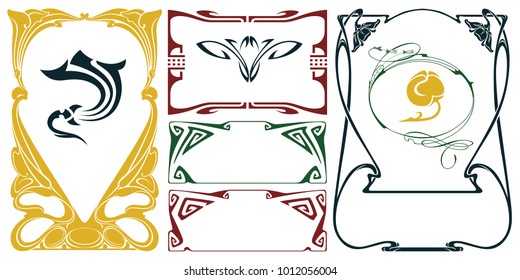 Vector plant vignette and border for labels, banner, sticker and other design. 