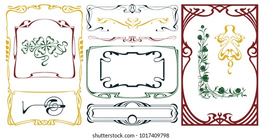 Vector plant vignette and border for labels, banner, sticker and other design. 