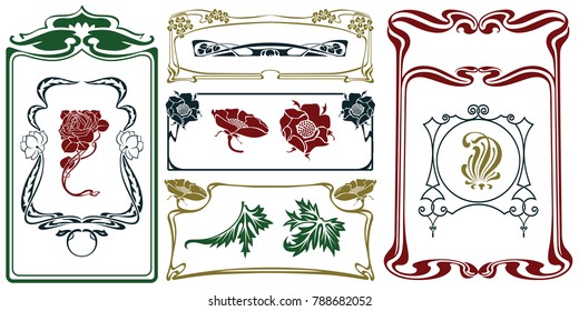 Vector plant vignette and border for labels, banner, sticker and other design. 