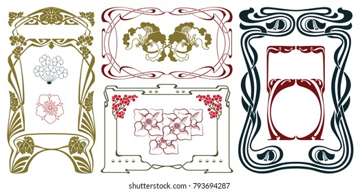 Vector plant vignette and border for labels, banner, sticker and other design. 