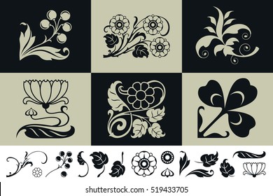 Vector plant vignette for labels, banner, sticker and other design. 