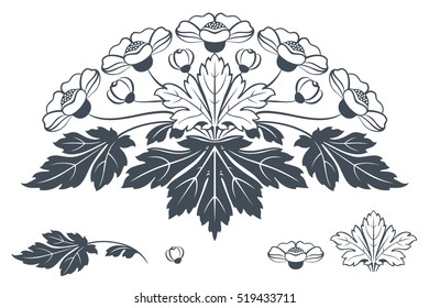 Vector plant vignette for labels, banner, sticker and other design. 