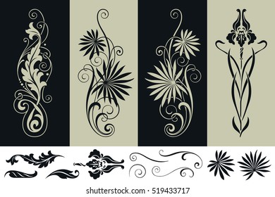 Vector plant vignette for labels, banner, sticker and other design. 