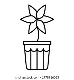 Vector Plantpot Outline Icon Design
