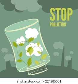 Vector plants clean the air. Stop environmental pollution