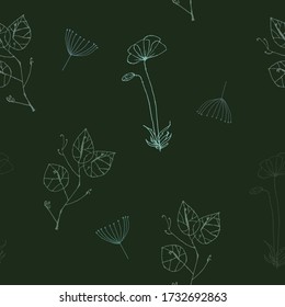 Vector Plants pattern  with  poppy 
hogweed and  lathyrus