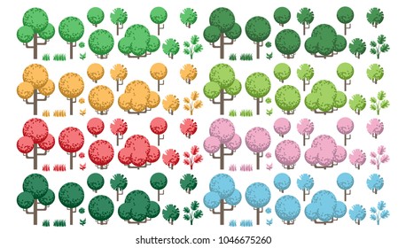 Vector plants. Tree sets for architecture, landscape design. Outdoor plants.
