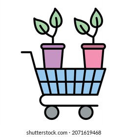 Vector Plants Trolley Filled Outline Icon Design
