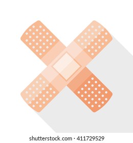 Vector Plaster icon in flat style with long shadow on white background