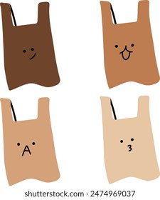 Vector Plastic Bags with Various Expressions | Doodle Style | Cute and Minimalist