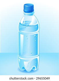 vector plastic bottle filled and blue water