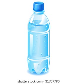 vector plastic bottle filled with blue water