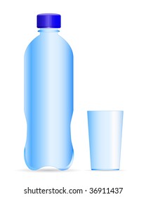 vector plastic bottle and glass