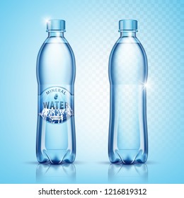 Vector plastic bottles with water