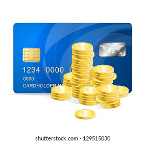 Vector Plastic card and coins