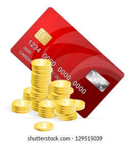 Vector Plastic card and coins