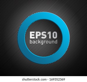 Vector plastic circle banner over dark tech pattern texture background with black stripes. Clean and modern style design